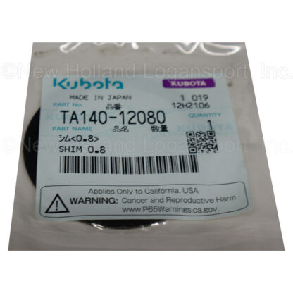 Kubota Shim 0.8mm Part # TA140-12080 - Image 2