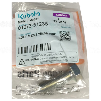 Kubota Hex Bolt Part # 01073-51235 - Image 2