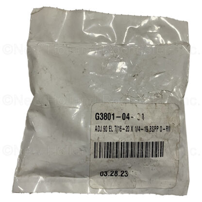 Kinze Adj 90-Deg Elbow 7/16"-20 x 1/4"-19 BSPP O-Ring Adapter Part # G3801-04-04 - Image 2
