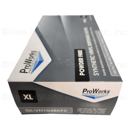 ProWorks Box of 100 Size XL Black Synthetic Vinyl Disposable Gloves Part # GL-VN104BKFX - Image 3