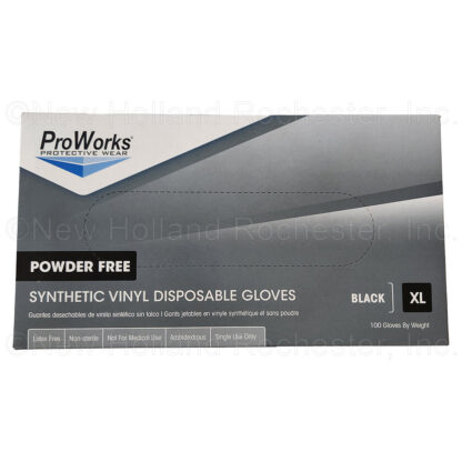 ProWorks Box of 100 Size XL Black Synthetic Vinyl Disposable Gloves Part # GL-VN104BKFX - Image 2